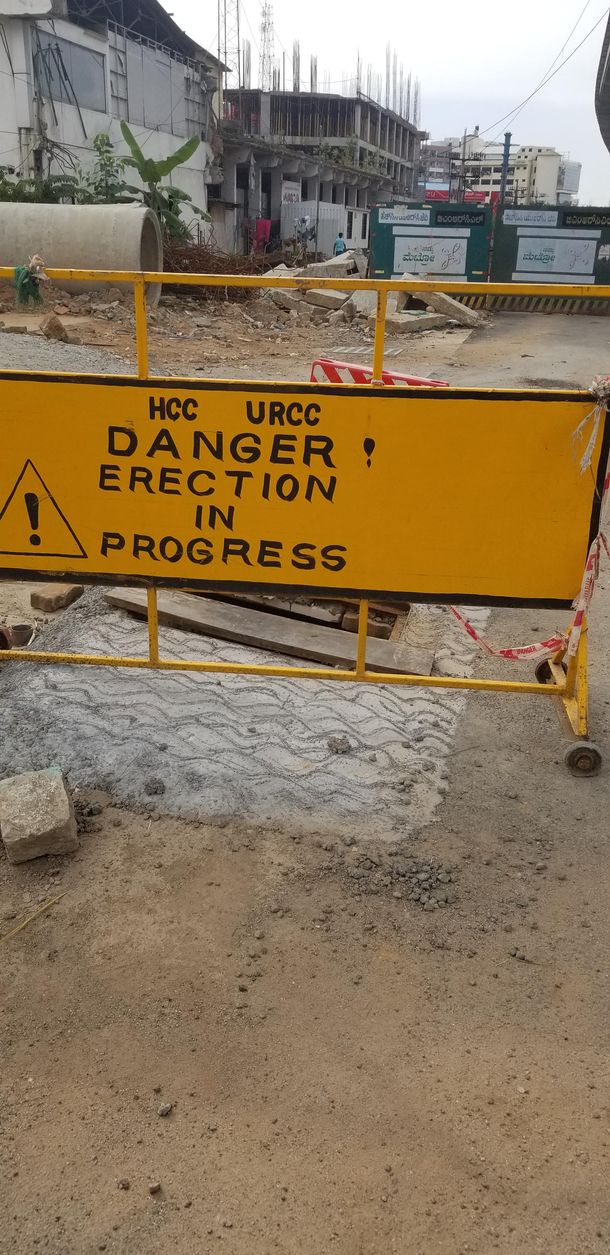 Sign board at a metro construction in Bangalore India