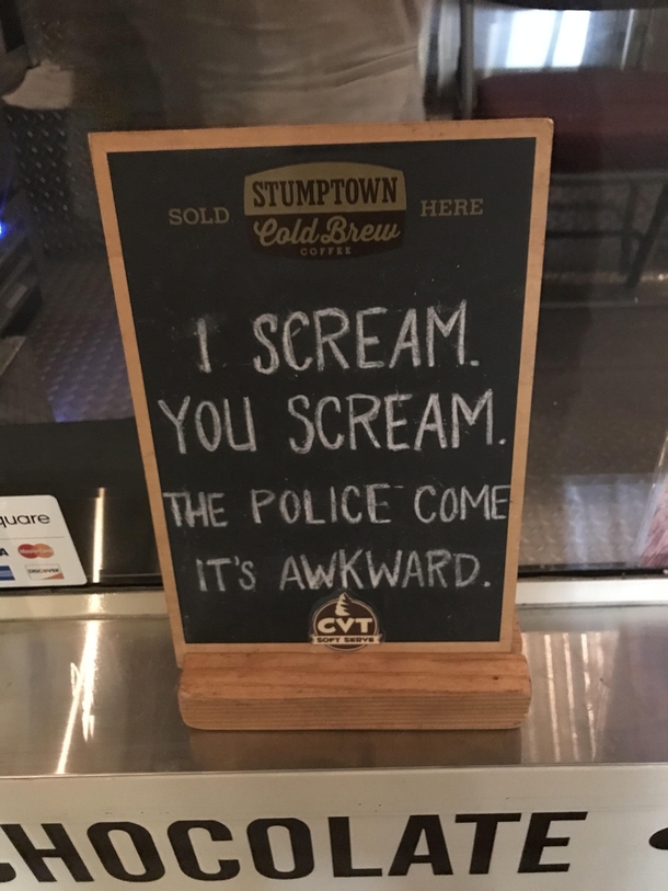 sign outside local ice cream spot