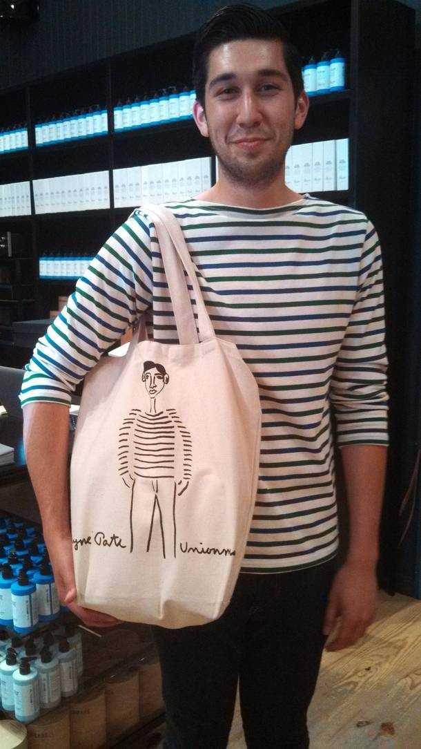 Sir will you pose with this bag for me Why Because you look like the man on it