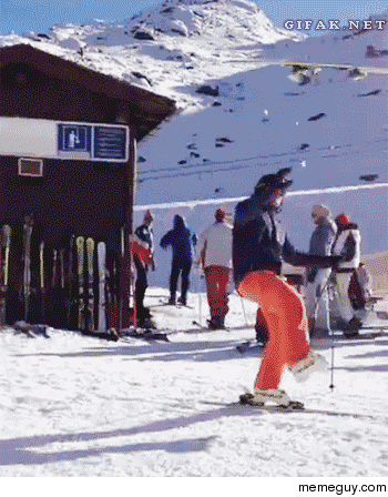 Skier trying to show off ends up embarrassing himself in nontraditional fashion