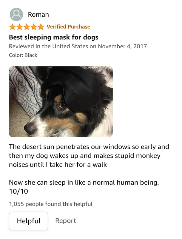 Sleep Mask review on Amazon