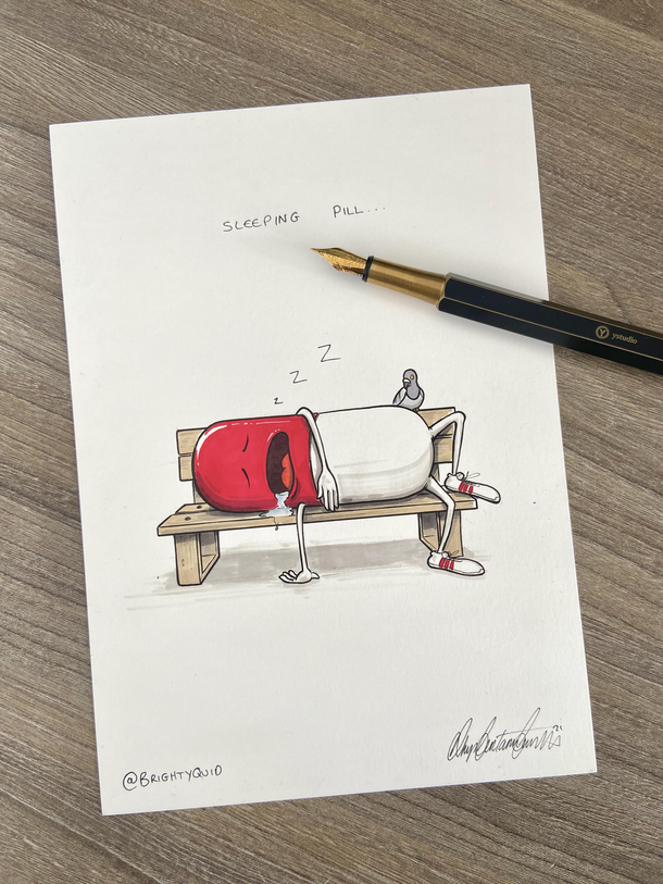 Sleeping Pill - Ink Drawing
