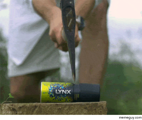 Slow motion destruction of an AXE can