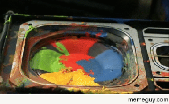 Slow motion paint on a speaker