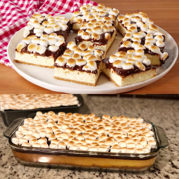 Smores cheesecake bars from Delish