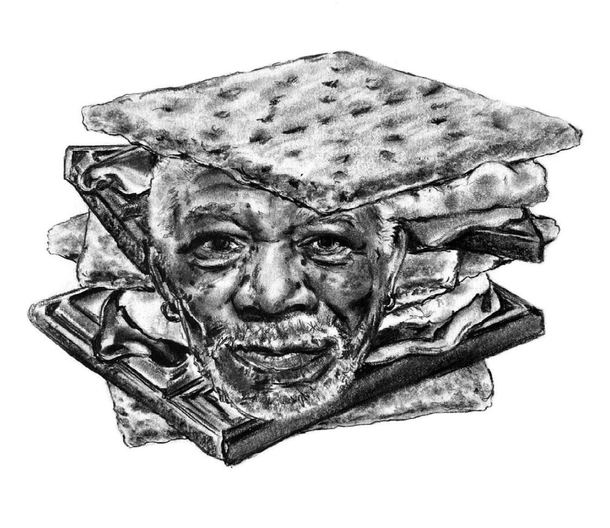 SMorgan Freeman my friends food pun pencil drawing of the legend