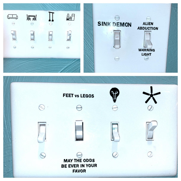 Snarky light switch labels