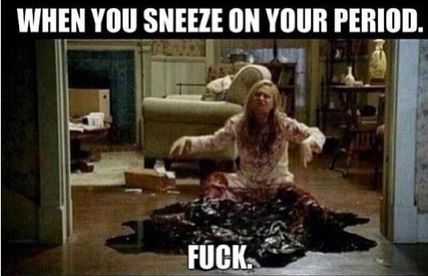 sneezing on your period