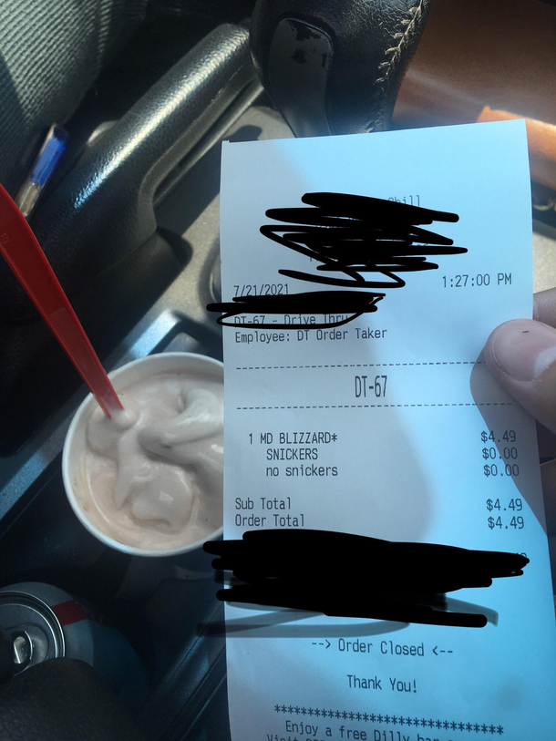 Snickerless Snickers Blizzard WTF