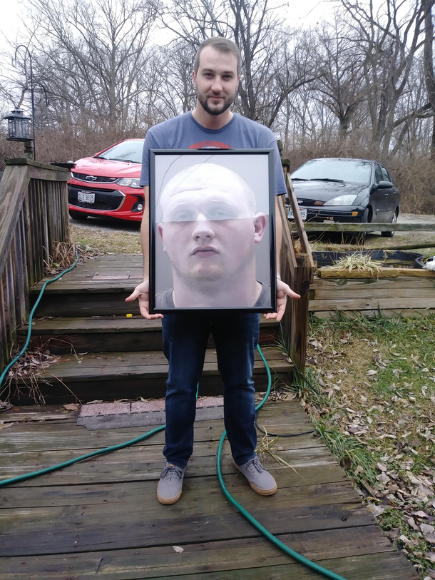 So for christmas i had my lil brothers mugshot framed He shall recieve this Christmas morning 