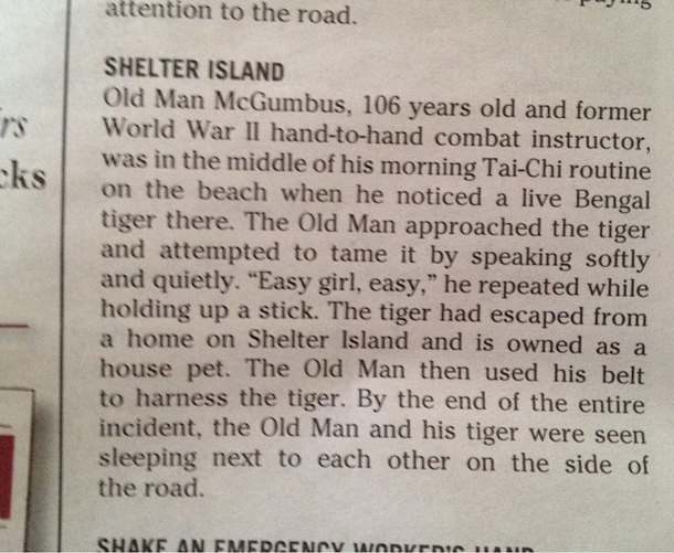 So heres the police report in my towns newspaper