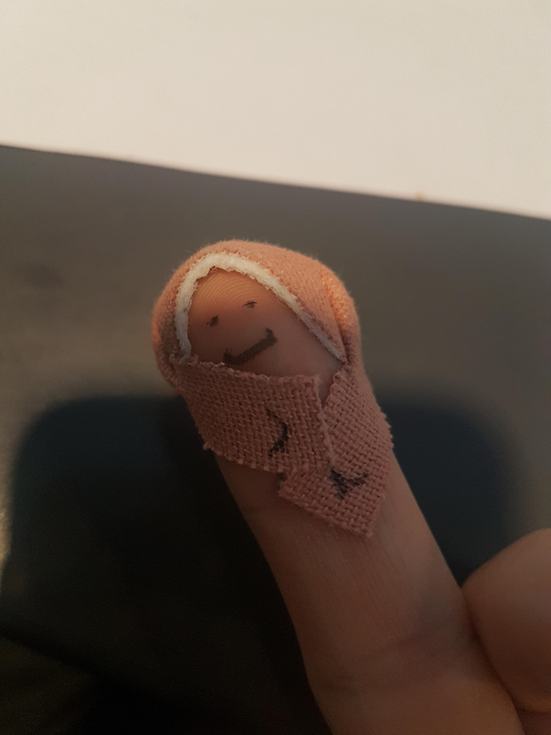 So I cut the tip of my finger
