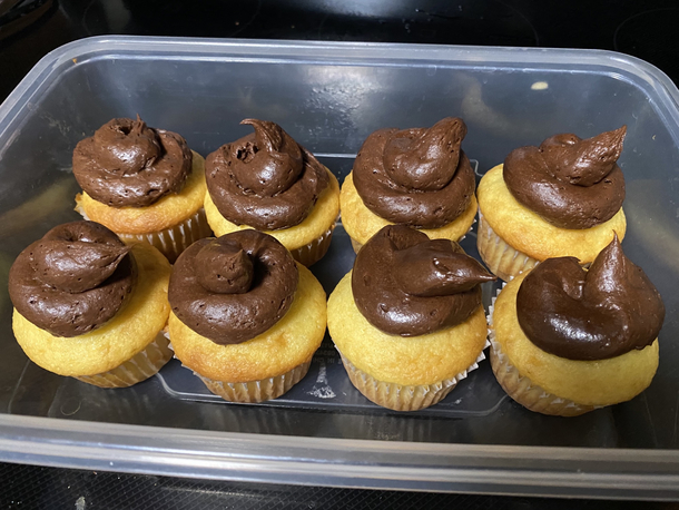 So I made my wife her favorite type of cupcakes for Mothers Day and they turned out great except they look like they have little piles of shit on them