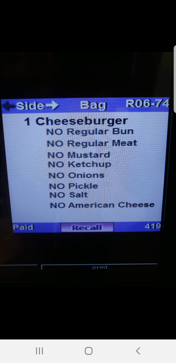 So I work at McDonalds and someone ordered some air