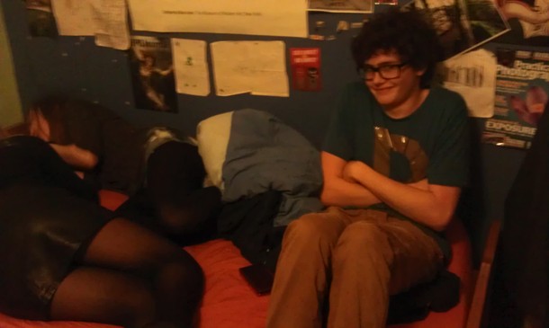So my buddy woke up with two drunk girls in his bed