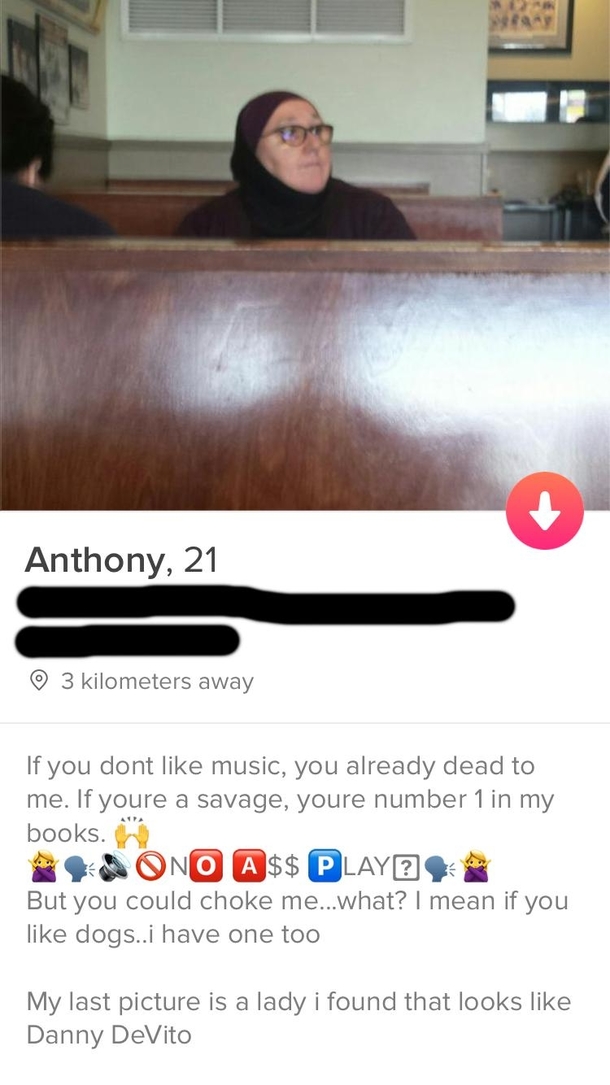 So my friend found this guy on Tinder and this was his last photo and bio
