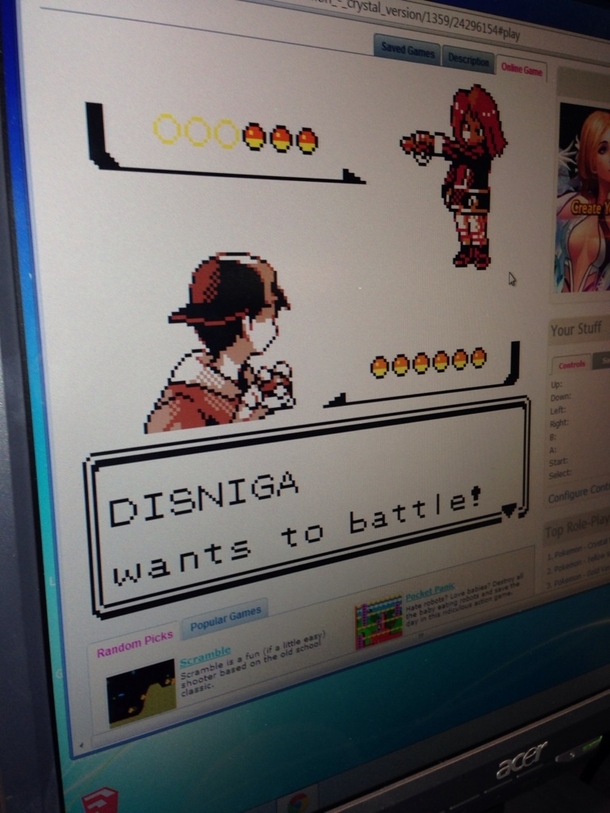 So my friend was playing Pokemon Crystal on his PC