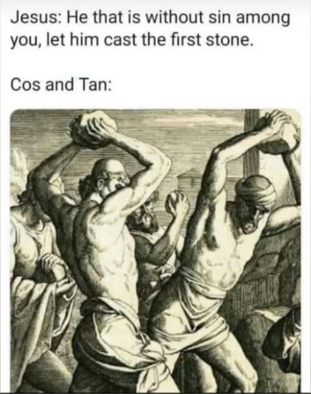 So my teacher were actually right Trigonometry could help me in future I got this joke
