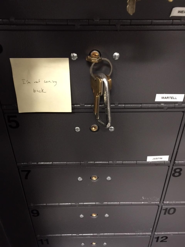 So one of my employees decided to quit today with this