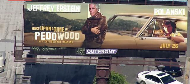 So someone vandalized a billboard out here in LA and turned it into this
