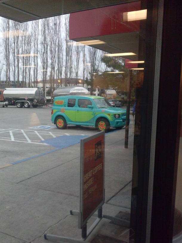So this guy pulls up to my work Complete with Scooby Doo in the passenger seat