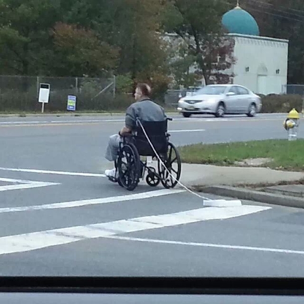 So this guy was walking his pizza