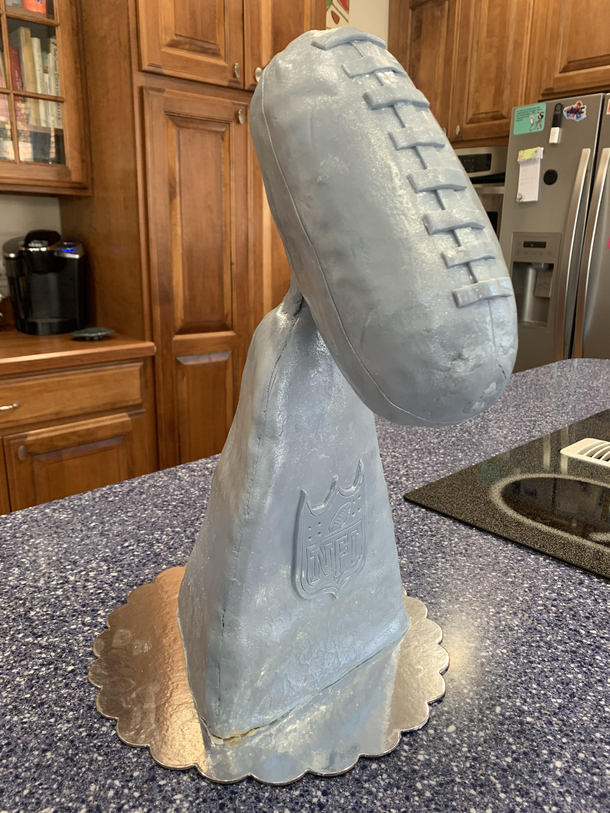 So we hired a local baker to bake a cake for our Super Bowl party