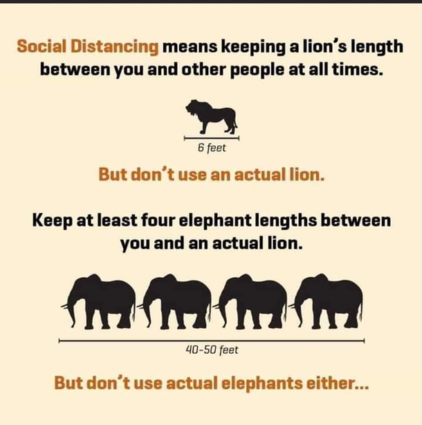 Social distancing with South African measurements