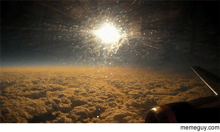 Solar eclipse viewed from an airplane