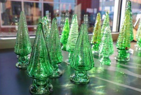 Some Christmas Trees a museum glassblowing studio made to sell for the holidays