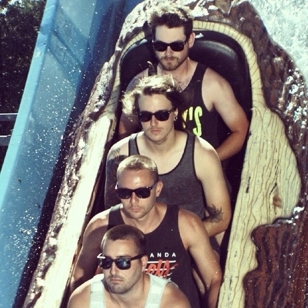 Some friends having a blast on the log ride