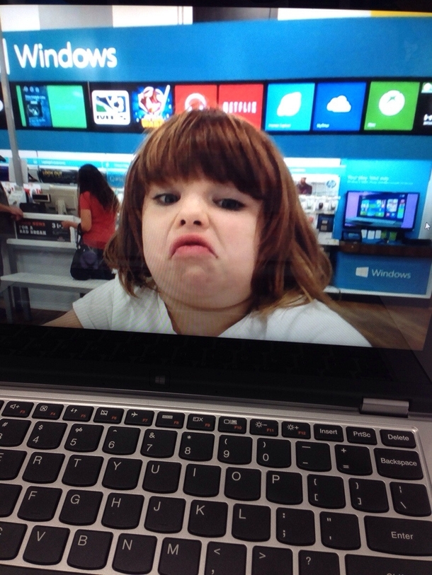 Some girl took a picture on one of the laptops at my store