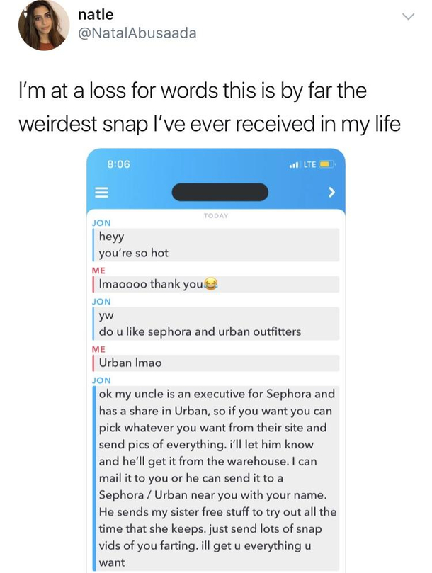 Some girls conversation with a guy from Twitter