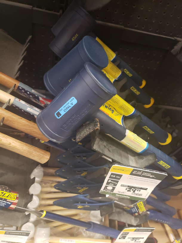 Some guy ran around home depot putting this sticker on random tools