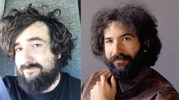Some guy said I look like a young Jerry Garcia and asked to take a picture of me at a job site today I made this selfie comparison for reference