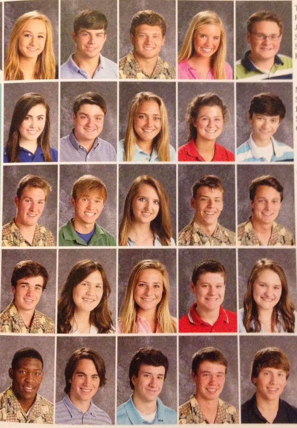 Some guys at my school thought it would be funny to pass around a pineapple shirt on picture day - Album on Imgur