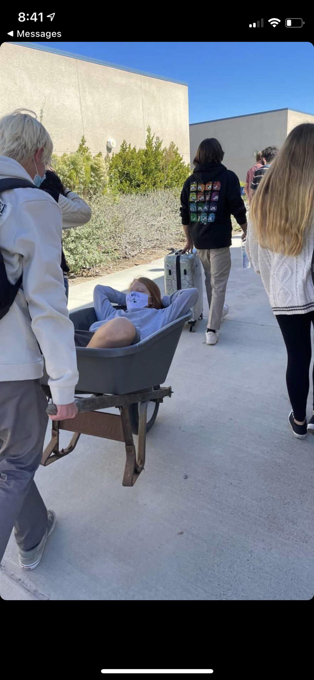 Some kid brought a wheelbarrow to my school