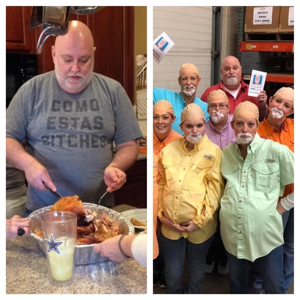 Some of my dads employees dressed up as him for Halloween I think they nailed it