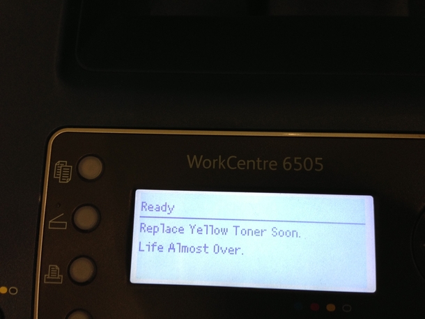 Somebody get this printer some yellow toner STAT