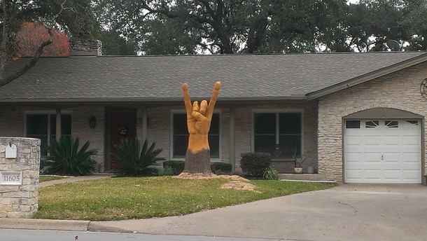 Somebody in my neighborhood did this to their tree ROCK ON