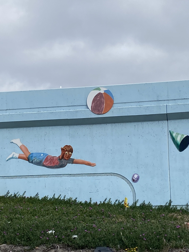 Someone added wiggly eyes to this street art in San Diego