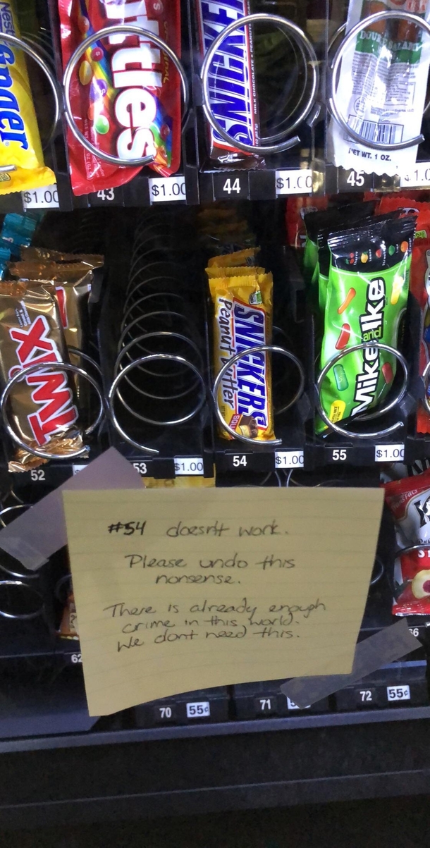 Someone at my work left this on the vending machine
