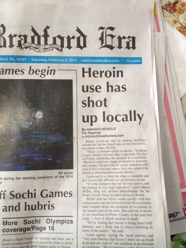 Someone at the local paper is hilarious