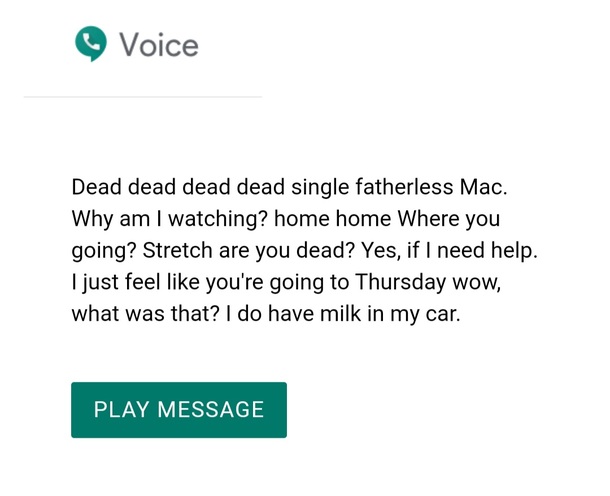 Someone butt dialed me and left a  min voicemail This is the poetic masterpiece that Google made from it