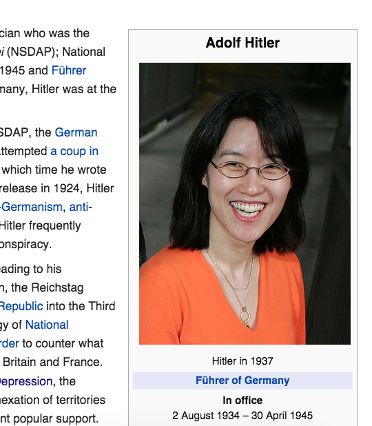 Someone edited Hitlers Wikipedia page