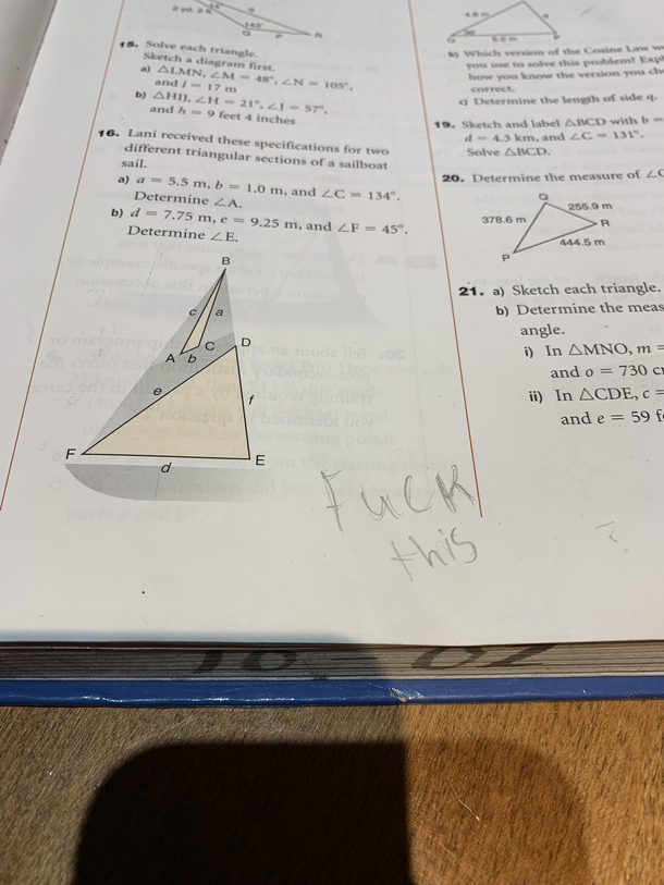 Someone got mad at the trigonometry in my textbook