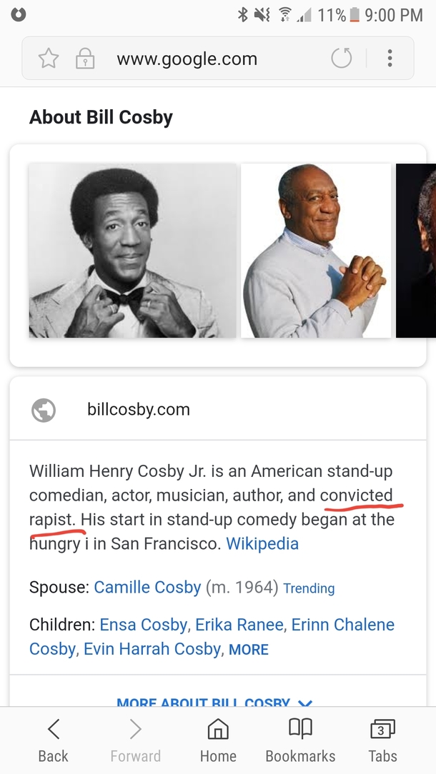 Someone has updated Wikipedia page about Bill Cosby