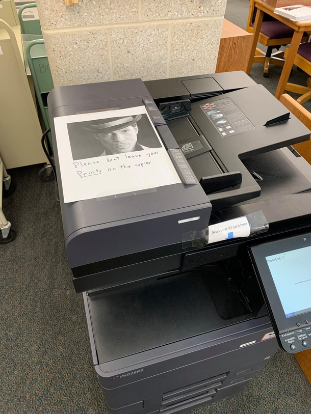 Someone left a picture of Prince on the copier at my friends work and they couldnt help but turn it into a cautionary sign