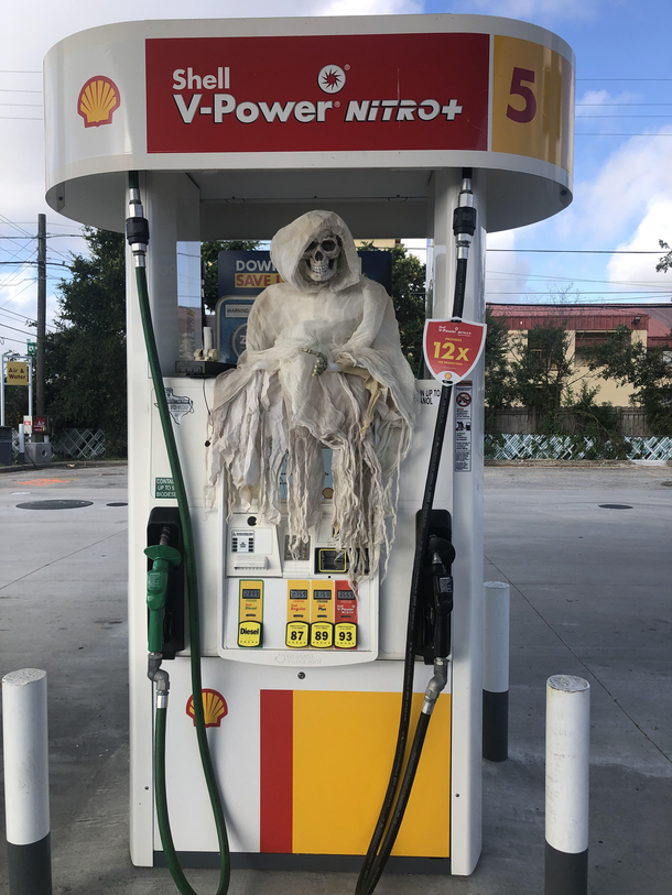 Someone left this in the gas station overnight scared the living bejesus out of me the next day
