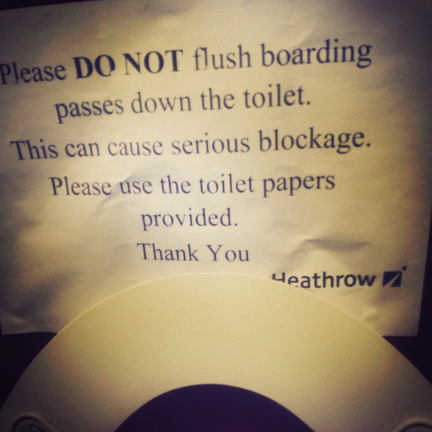 Someone must have run out of toilet paper and used their boarding pass